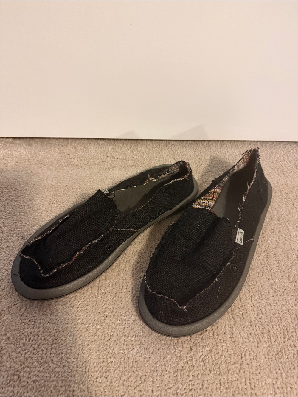 Sanuk Kids Black Canvas Slip-On Sneakers